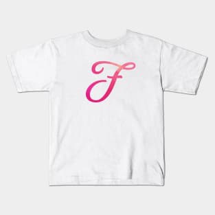 Letter F Monogram, Pink Color Personalized Design Kids T-Shirt